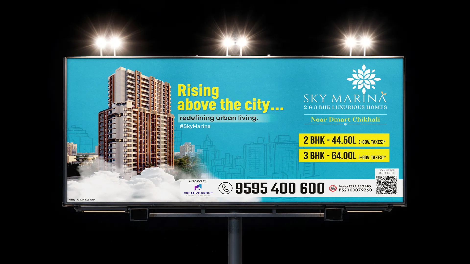 Lit Outdoor Hoarding on rent